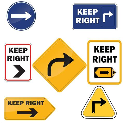 Set Round Traffic Sign Turn Right Allow Traffic To The Right Or Right Only Right Turn Traffic