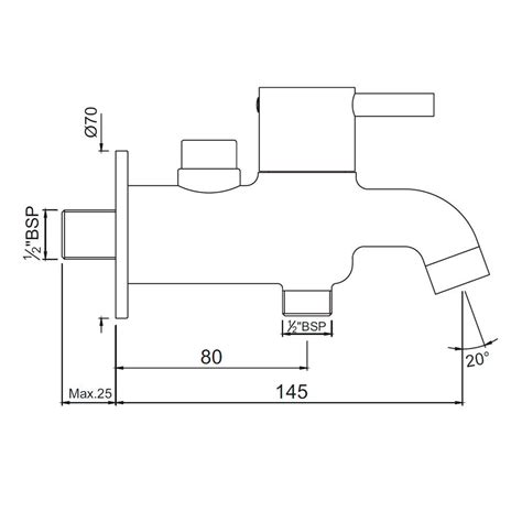 2 Way Wall Bib Tap With Flange Florentine Jaquar Global