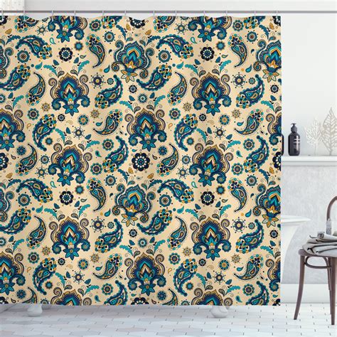 Paisley Shower Curtain Colorful Vintage Floral Design Pattern With