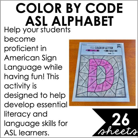 ASL Alphabet Color by Letter | Learn sign language, Letter recognition ...