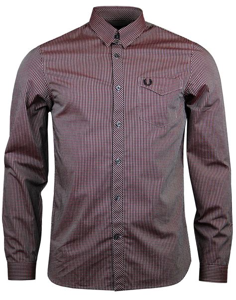 Fred Perry Retro Mod Tonic Gingham Check Shirt In Claret