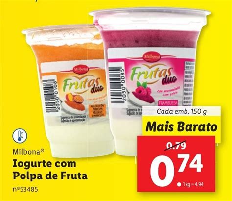 Promoção Milbona Iogurte Polpa de Fruta em Lidl