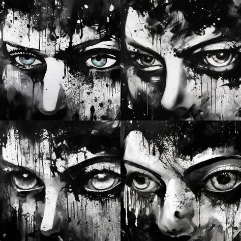 The Eyes Of Death Negative Black And White Speedpaint With Large Brush