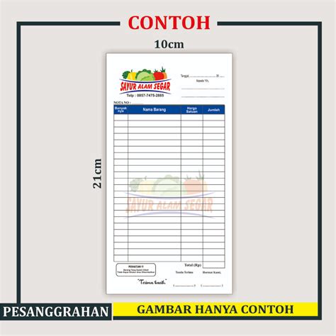 Jual Cetak Nota Custom Ply Ukuran Panjang Hvs Isi Lembar Nota