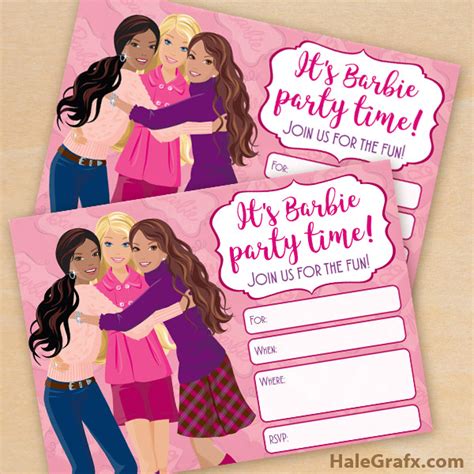 Free Printable Barbie Birthday Party Invitation