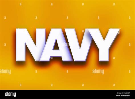 The Word Navy Written In White 3d Letters On A Colorful Background