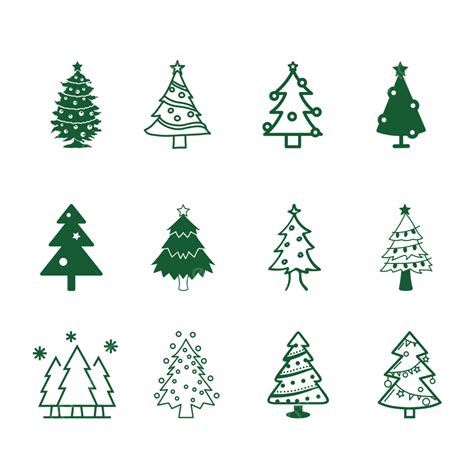 árbol De Navidad Conjunto Vector PNG dibujos Colección De árboles De