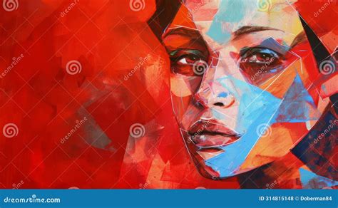 Colorful Abstract Painting Of A Woman S Face With Geometric Shapes