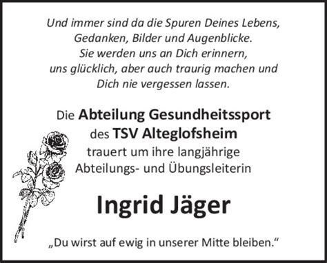 Traueranzeigen von Ingrid Jäger Mittelbayerische Trauer