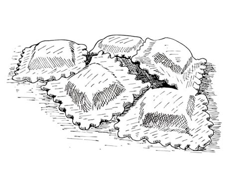 Croquis De Pâtes Ravioli Cuisine Italienne Dessin Insigne Illustration