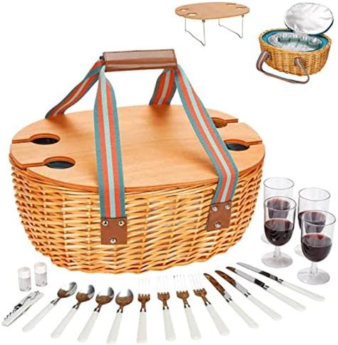 Amazon Stboo Picnic Basket For Wicker Basket Set With Wine