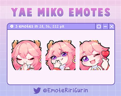 Yae Miko Genshin Impact Smug Pray Love Emote Set For Twitch Discord