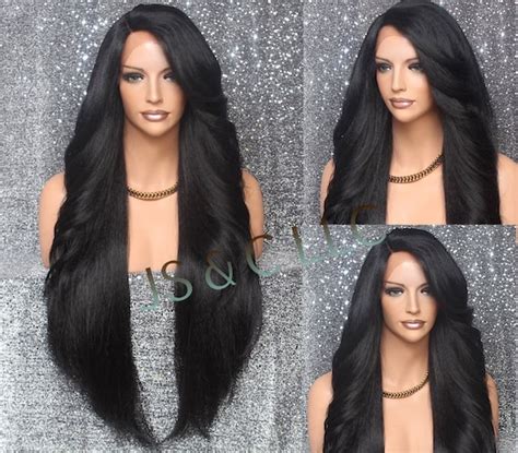 Black Luscious Full Human Hair Blend Lace Front Wig Heat Ok Etsy