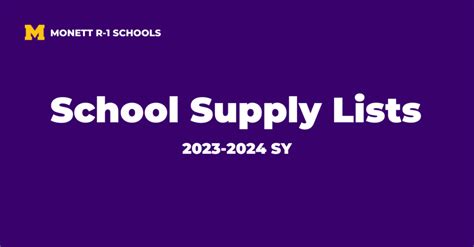 School Supply Lists 2023 2024 Sy Monett R 1 School District