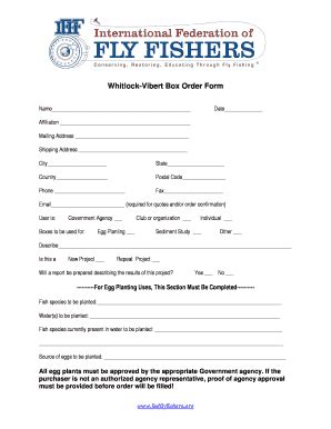 Fillable Online Flyfishersinternational Whitlock Vibert Box Order Form