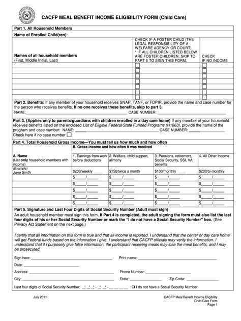 Cacfp Income Eligibility Form Fill Out Sign Online DocHub