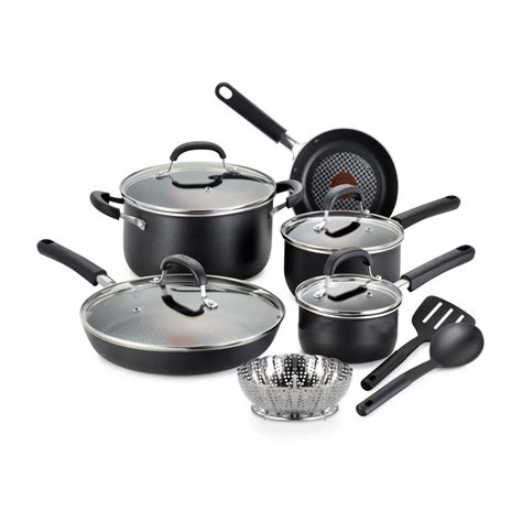 T Fal Opticook Non Stick Piece Aluminum Cookware Set In Black