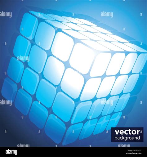 Blue 3D Cubic Puzzle Box Design Illustration In Editable Vector Format