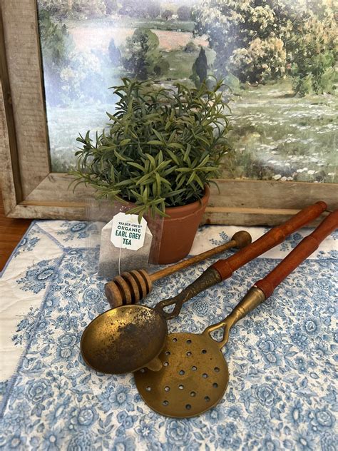 Vintage French Brass Kitchen Utensils Decorative Kitchen Etsy