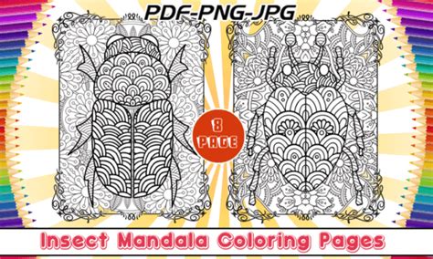 Insect Mandala Coloring Pages Graphic By Tabbai Design · Creative Fabrica