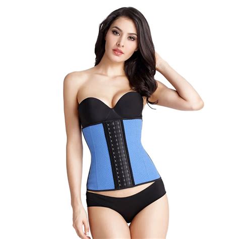 Women Fitness Latex Corset 3 Hooks Waist Trainer Corset Body Suit