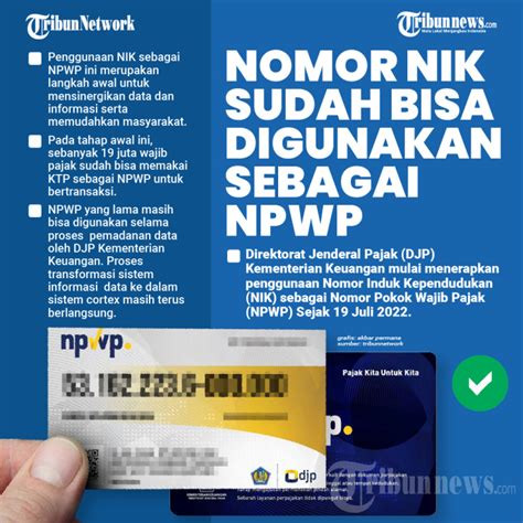 NIK Sudah Bisa Digunakan Sebagai NPWP Foto 1 1931384 TribunNews