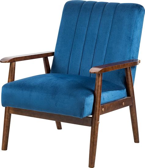 Leejay Blue Wood Frame Arm Chairmodern Upholstered Club Chairs For