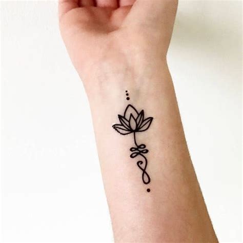 Unalome Lotus Heart Set Of 2 Temporary Tattoo Etsy