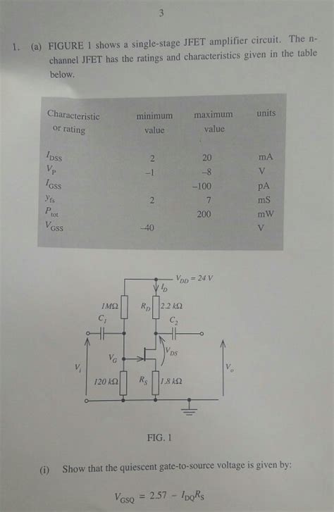 Solved 1 A Figure 1 Shows A Single Stage Jfet Amplifier