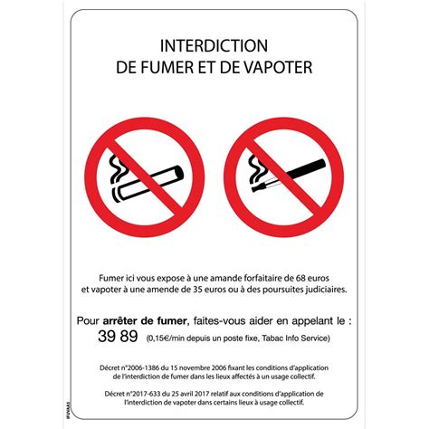 Panneau Interdiction De Fumer Et Vapoter PVC A4