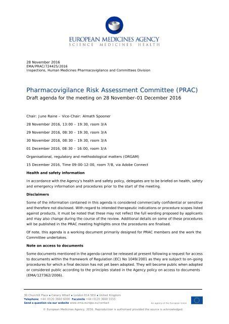 Pharmacovigilance Risk Assessment Committee Prac