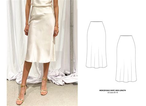 Silky Satin Bias Midi Skirt Sewing Pattern Pdf Alissa C Off