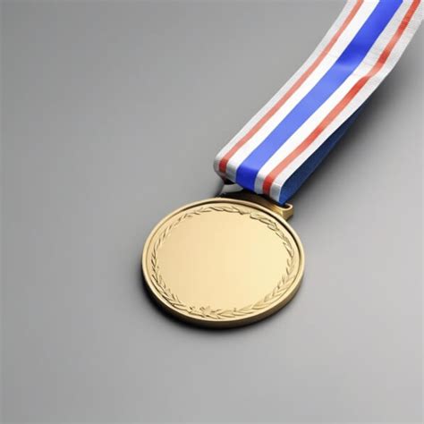 Baixe Medalha De Ouro Fita Vermelha Branca E Azul Mockups