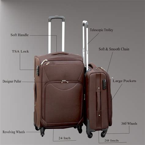 Revolving Wheels Polyester Mofaro Brown Luggage Trolley Bag Set At Rs