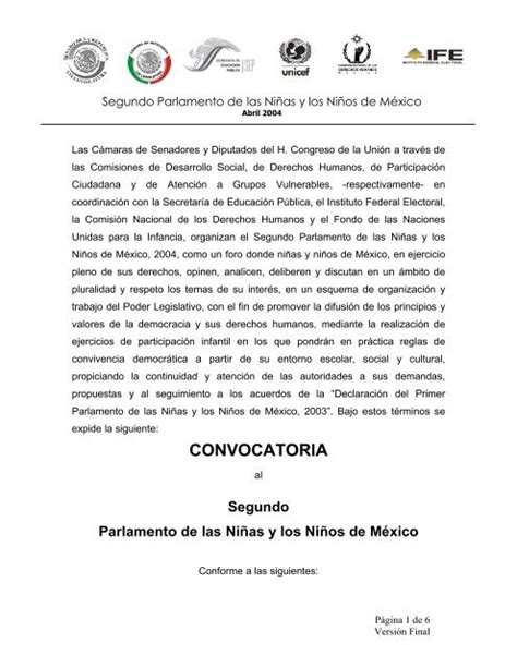 Segundo Parlamento De Las Ni As Y Los Ni Os De M Xico