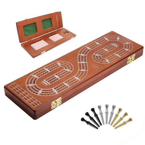 Cribbage Board 3 Tracks Plusvivo Premium Solid Oak Crib Board With 9