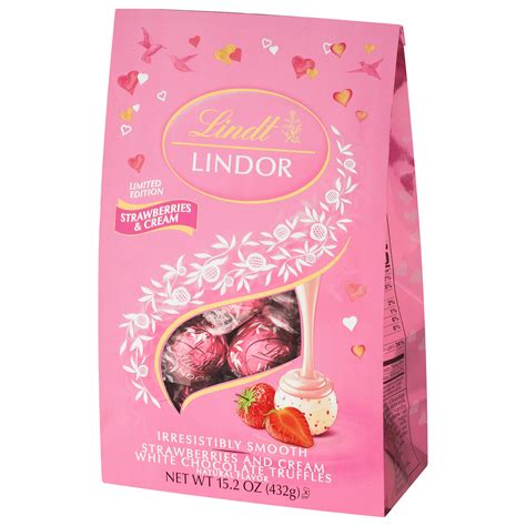 Lindt Lindor Strawberries And Cream White Chocolate Candy Truffles 152 Oz Bag