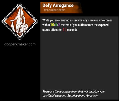 Killer Perk Concept Defy Arrogance R Deadbydaylight