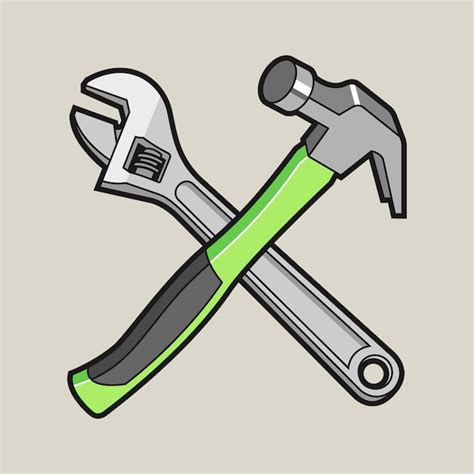 Premium Vector Hammer And Wrench Crossed Cartoon Illustration