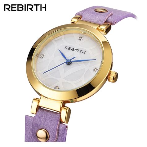 Rebirth Casual Leather Womens Watches Top Brand Luxury Lady Clock Women