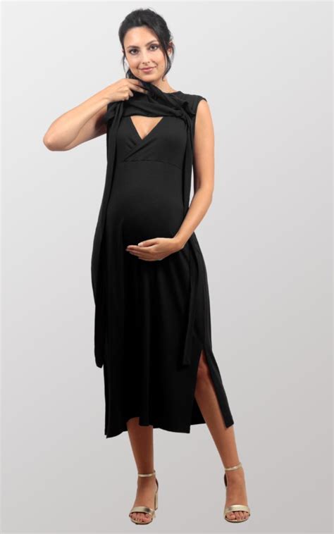 Vestido Gestante Amamentação Betina Preto Whyalla Moda Gestante E Moda Feminina