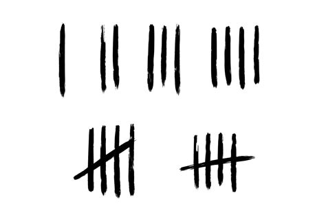 Tally Mark Number Lines On The Wall Hand Drawn Sticks For Counting