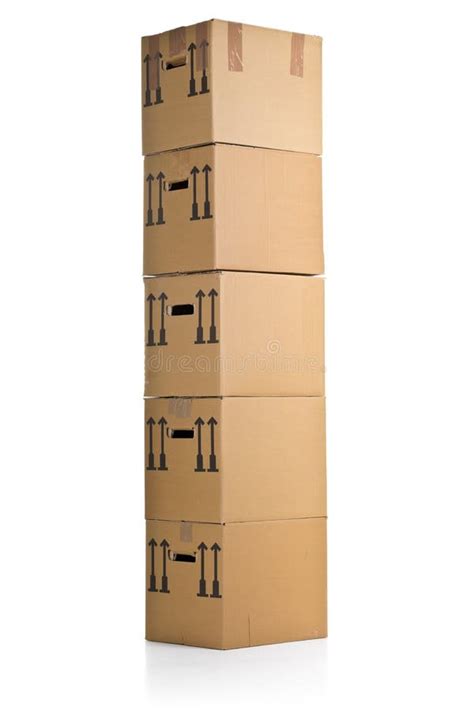 Moving Carton Boxes Stack With Ladder Stock Photo Image Of