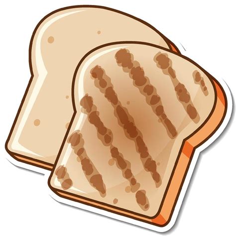 Toasted Bread Slice Cartoon Sticker Vector Art At Vecteezy