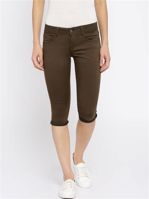 Buy Deal Jeans Women Brown Solid Skinny Fit Capris Capris For Women 1805984 Myntra