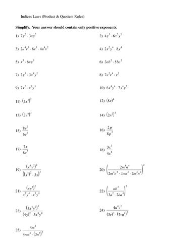 Laws Of Indices Teaching Resources