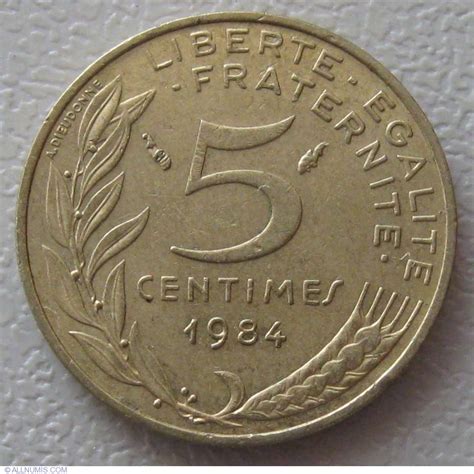 5 Centimes 1984 Fifth Republic 1971 1985 France Coin 951