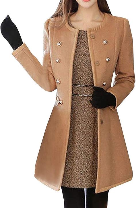 Manteau Femme En Laine Hiver Long Chaud Avec Fourrure Chic Elegant Slim