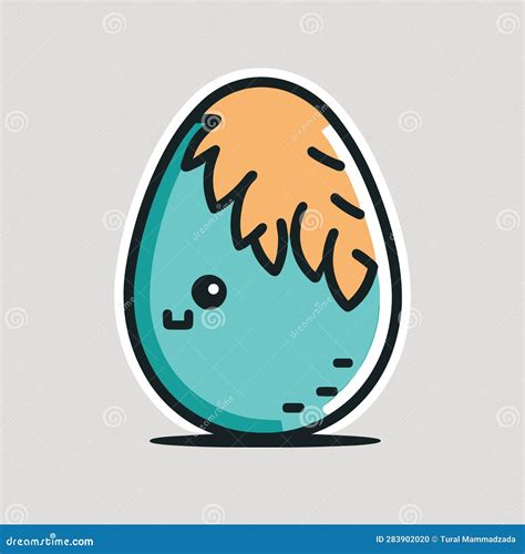 Vector Of A Cute And Playful Egg Character Sticker In A Simple And