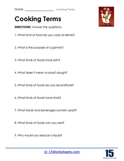 Cooking Terms Worksheets 15 Worksheets Library